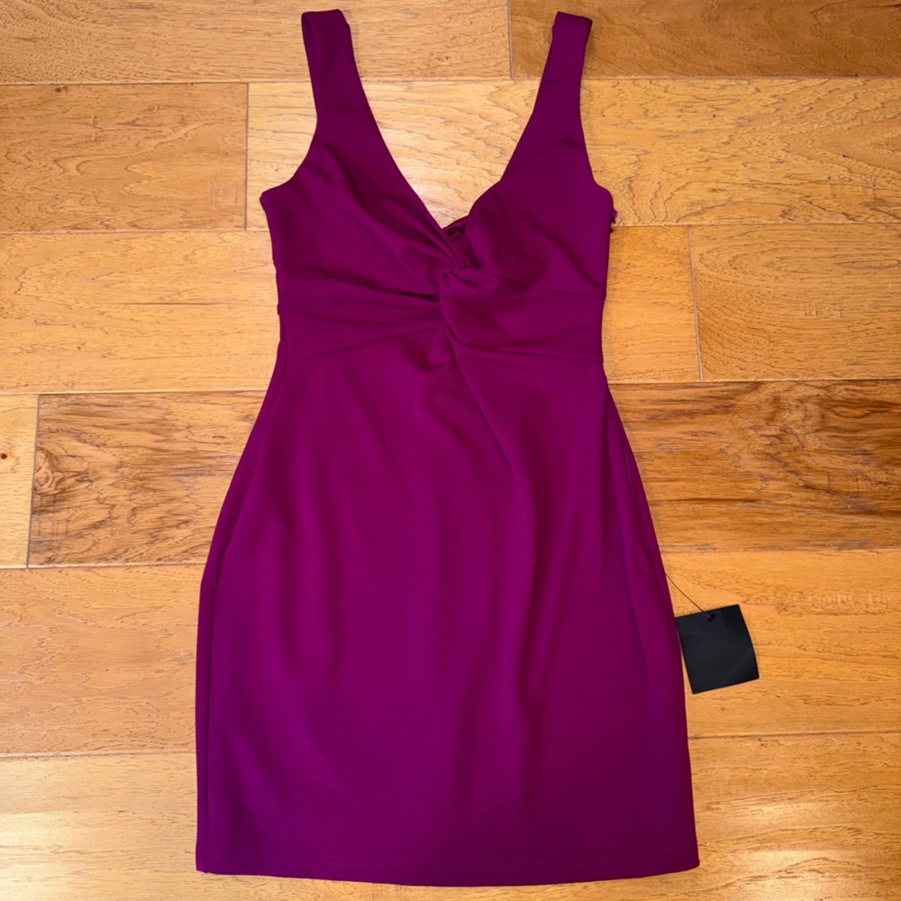 Fuchsia Knotted Front Mini Dress | Sleeveless Cutout Party Dress | New With Tag